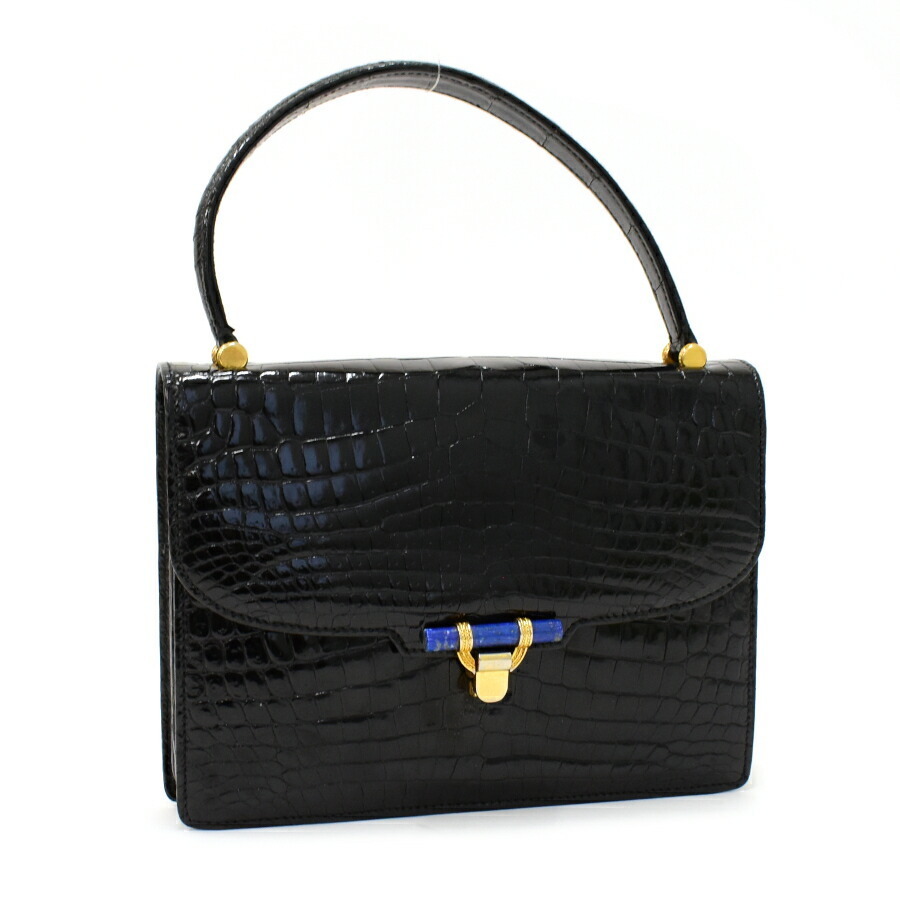 Gucci Shining Crocodile Leather Handbag Black